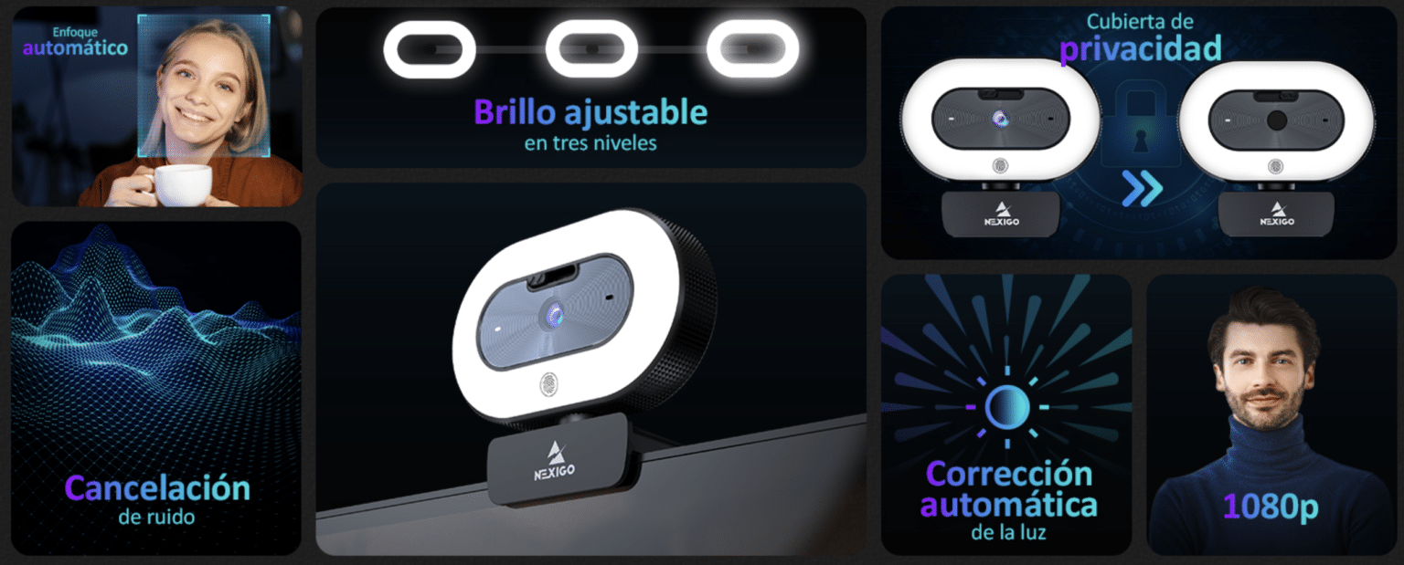 Nombre del Modelo N930E Sensor de Imagen Sensor CMOS Digital de 1/2,7 pulgadas Píxeles Activos 2 megapíxeles Formato de Vídeo YUY2/MJPG Tipo de Enfoque Automático Campo de Visión D=78° /H=67°/V=42° Compatibilidad Windows XP SP3/7/8/10, macOS 10.6, Android 5.0, Linux 2.6.24, Chrome OS V29.01547, Ubuntu V10.04 o superior.