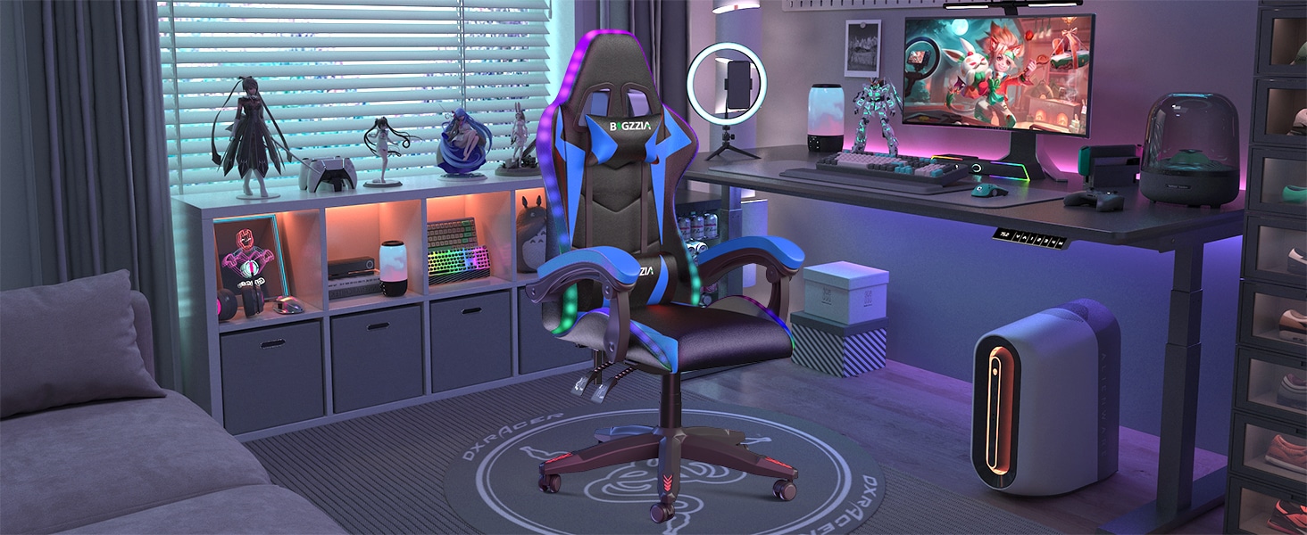 Bigzzia RGB Silla de Juego con Luces LED