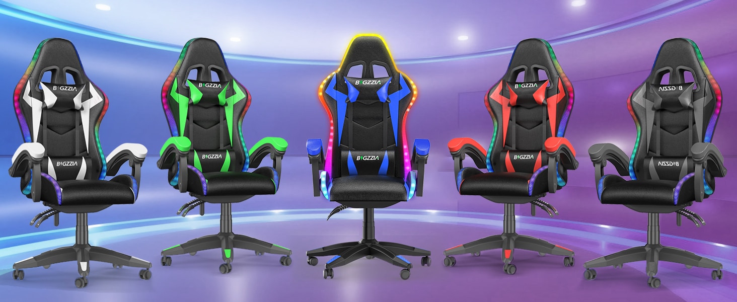 Bigzzia RGB Silla de Juego con Luces LED