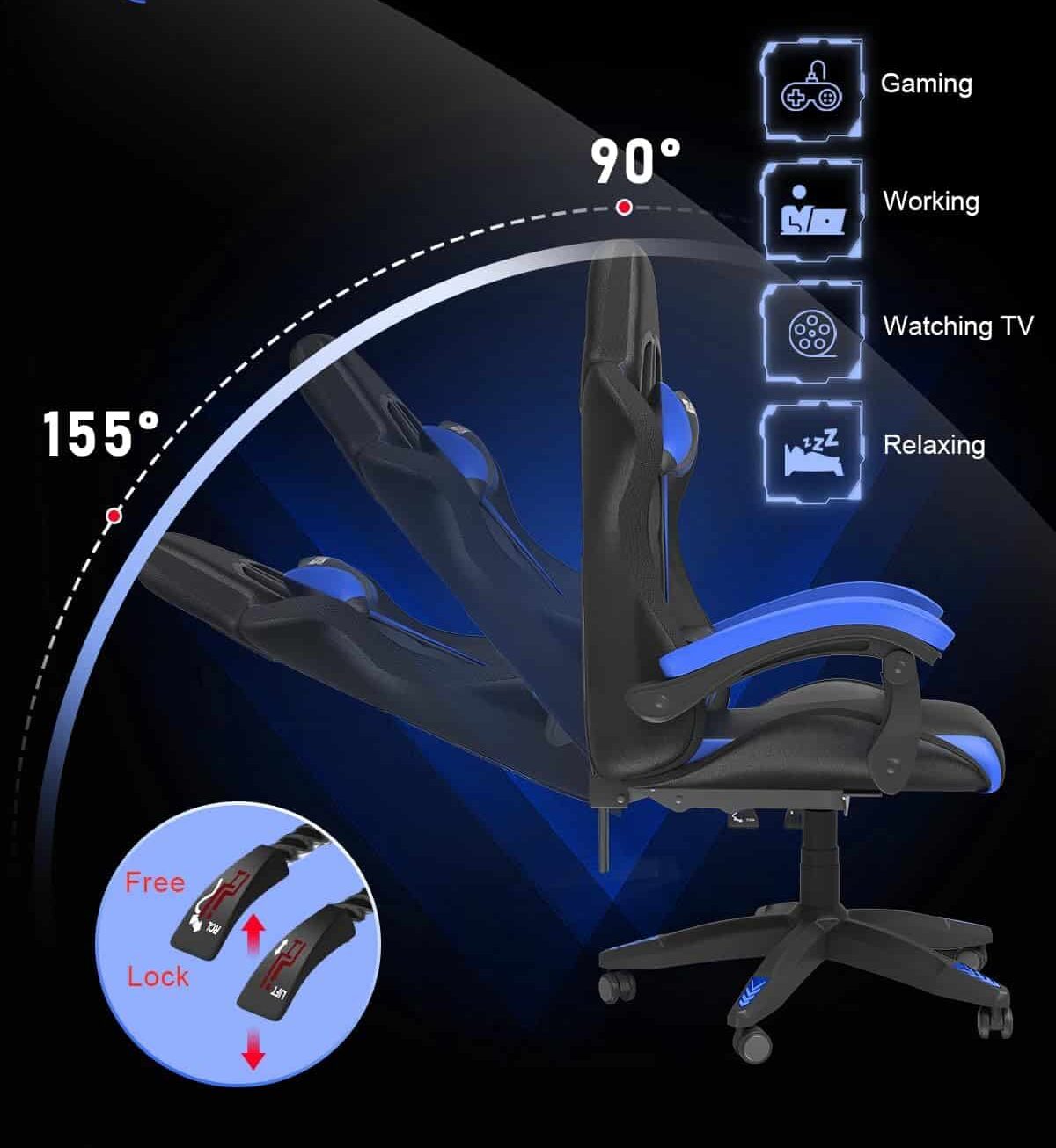 Bigzzia RGB Silla de Juego con Luces LED