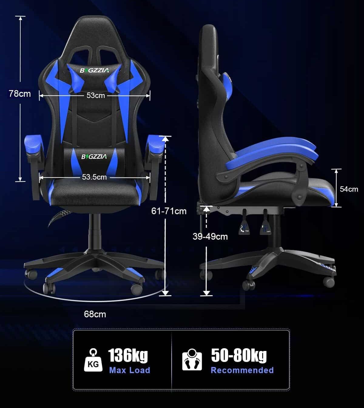 Bigzzia RGB Silla de Juego con Luces LED