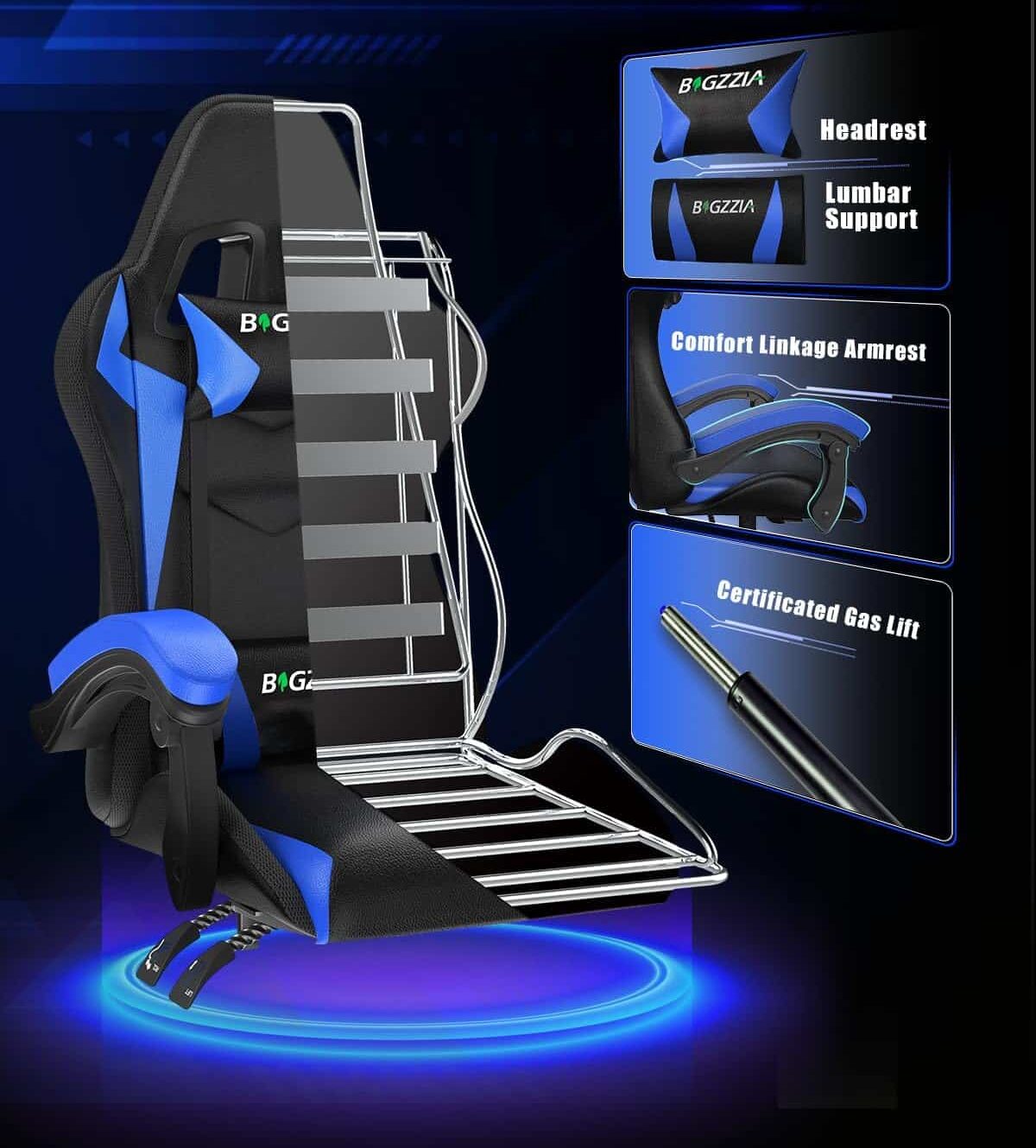 Bigzzia RGB Silla de Juego con Luces LED