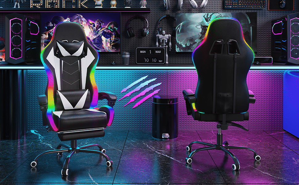 Devoko Silla Gaming con Masajeador y LED