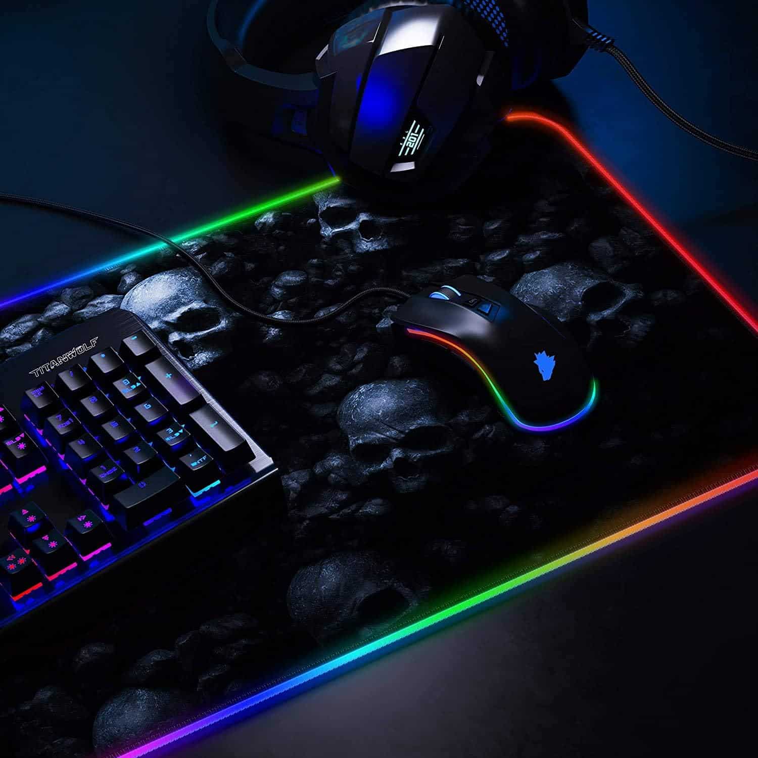 TITANWOLF - Alfombrilla para Ratón Gaming RGB