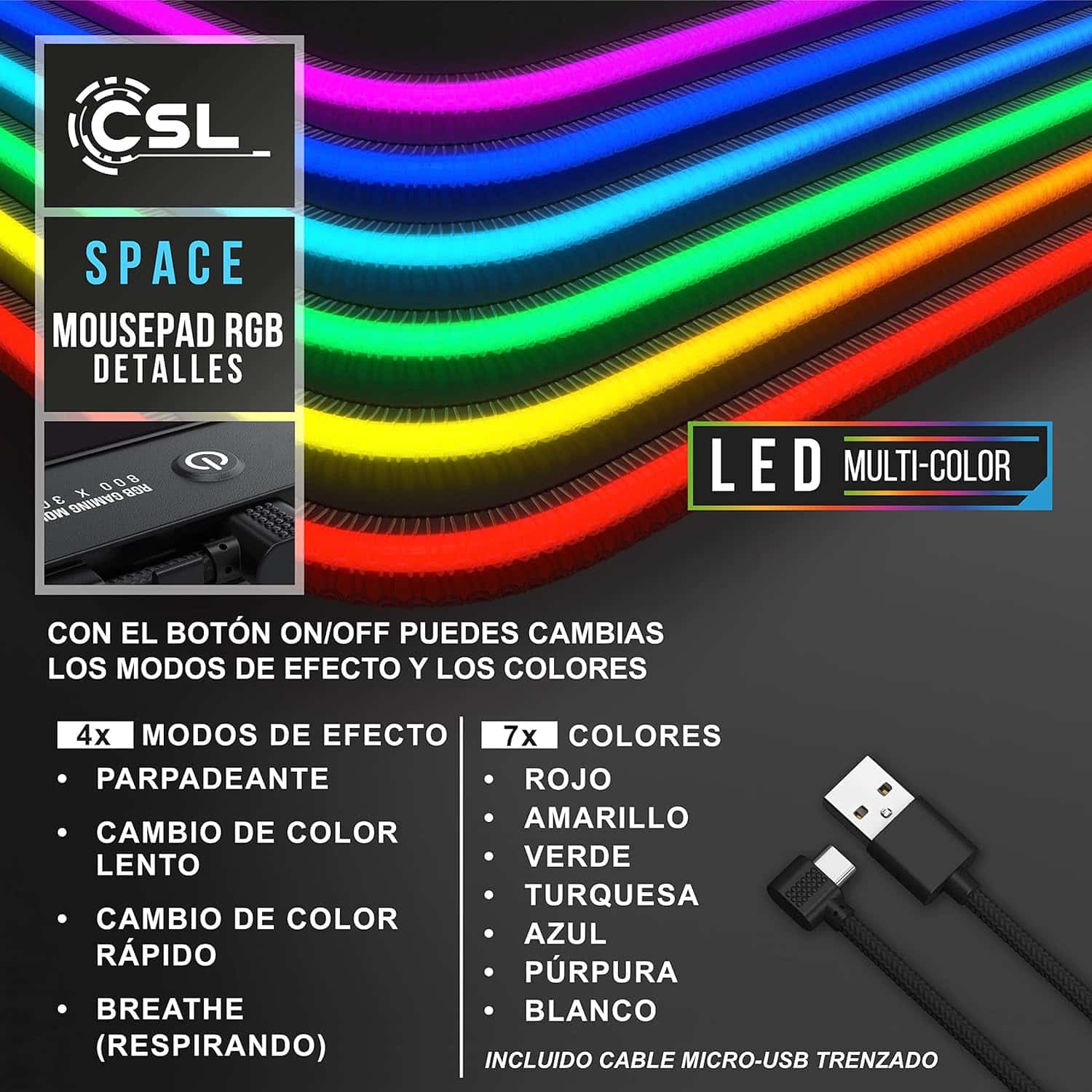 TITANWOLF - Alfombrilla de Ratón Gaming RGB