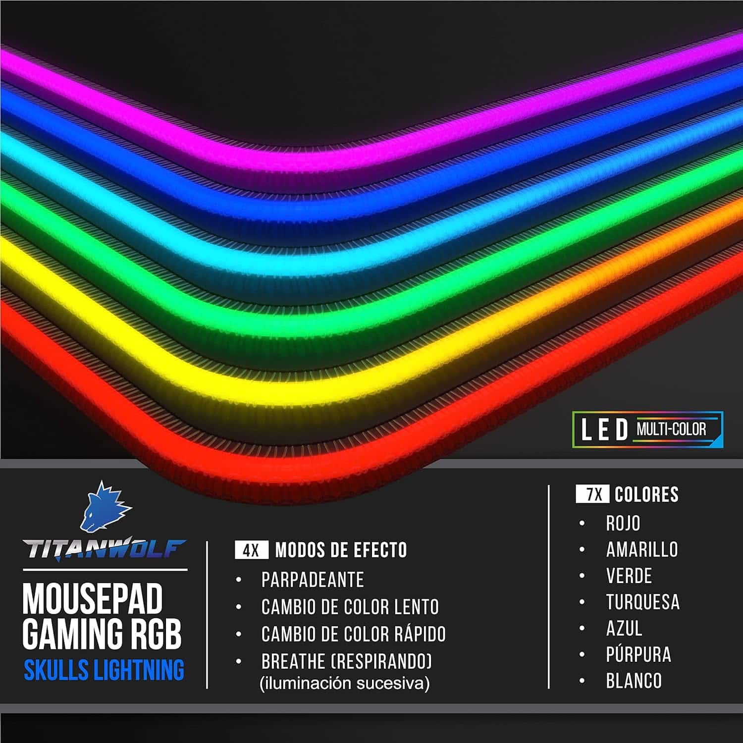 TITANWOLF - Alfombrilla para Ratón Gaming RGB