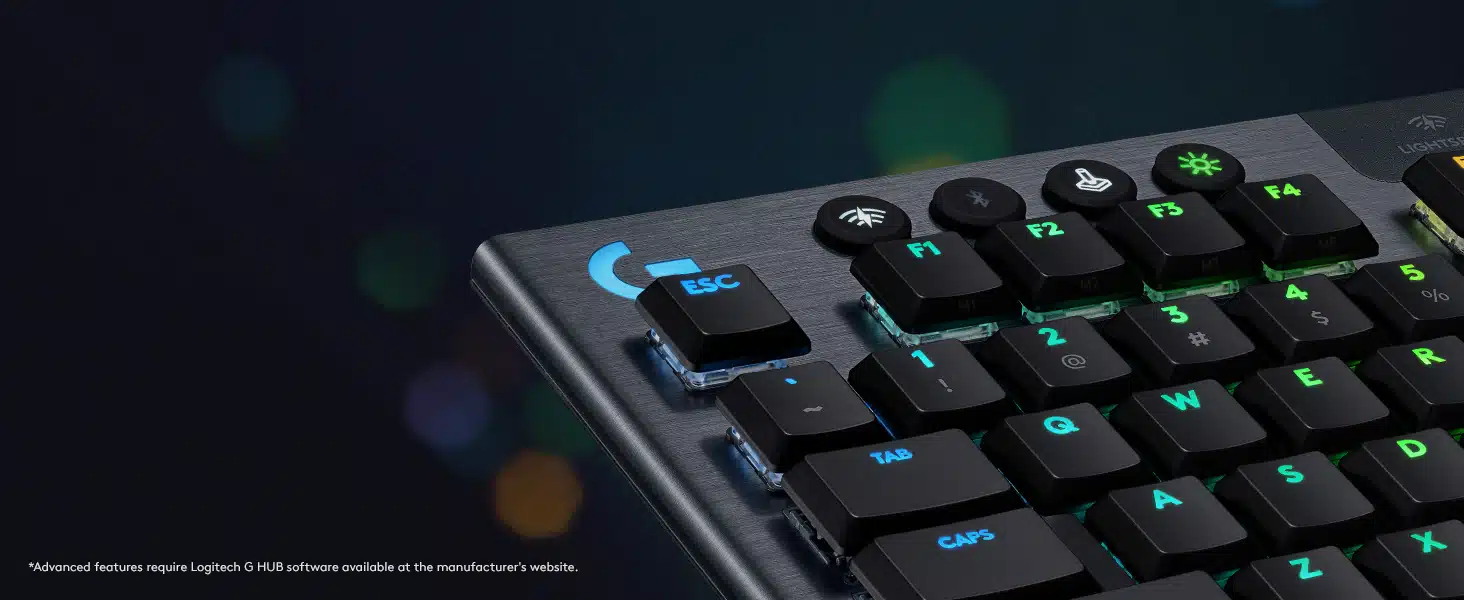 Logitech G915 TKL: detalle de los botones superiores