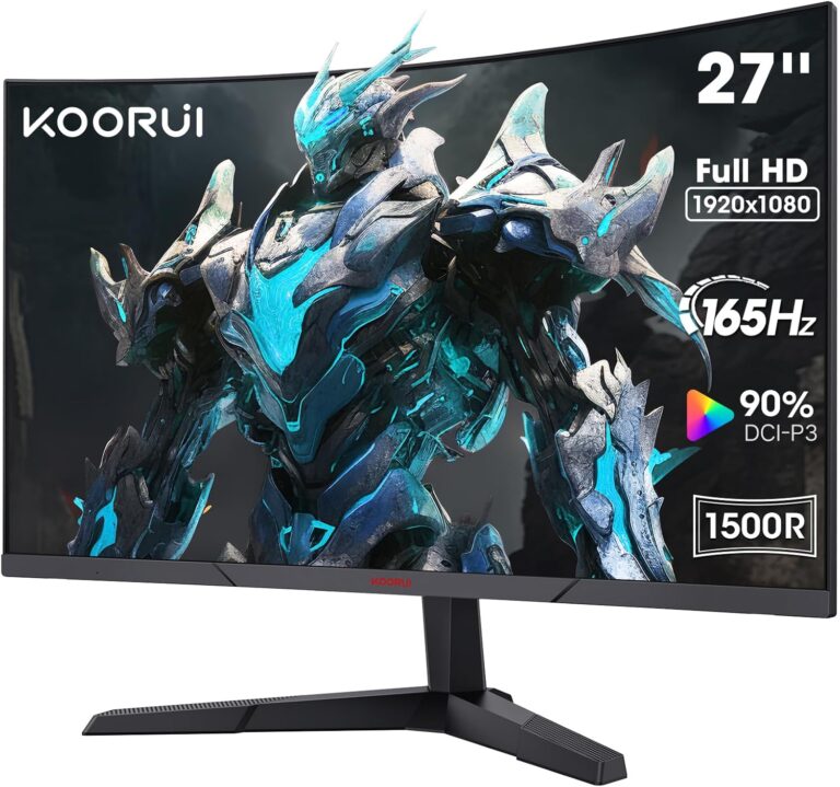 KOORUI Monitor Curvo 27" FHD 165Hz, Bisel Ultrafino, HDMI/DP