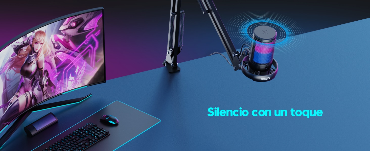 BBeiyy Gaming RGB Mic: Tu Compañero Perfecto para Podcast y Streaming