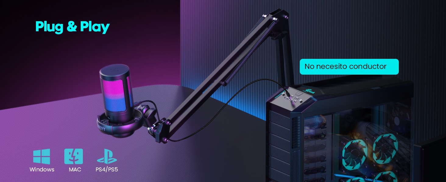 BBeiyy Gaming RGB Mic: Tu Compañero Perfecto para Podcast y Streaming