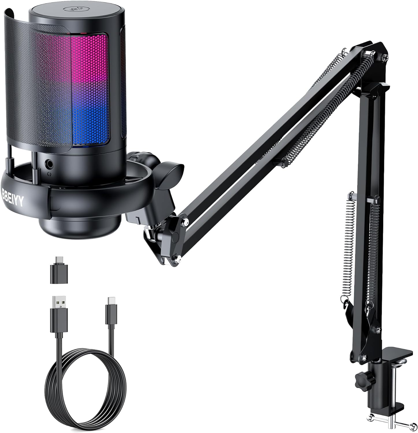 BBeiyy Gaming RGB Mic: Tu Compañero Perfecto para Podcast y Streaming