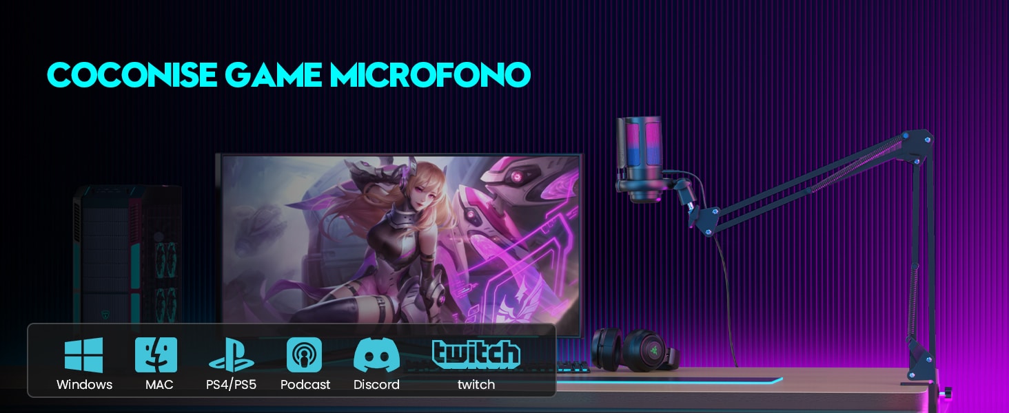 BBeiyy Gaming RGB Mic: Tu Compañero Perfecto para Podcast y Streaming