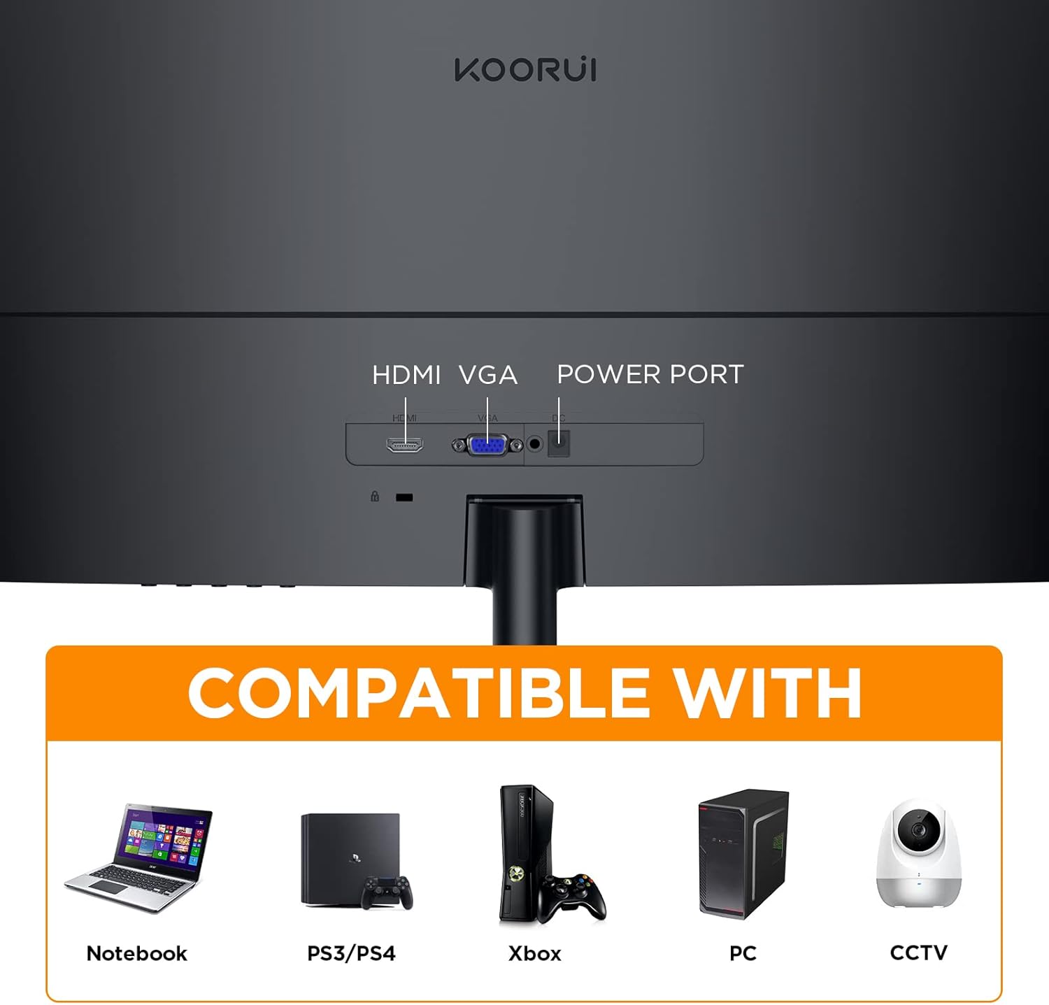 Monitor Curvo KOORUI 23.6'' FHD 60Hz | Ideal para Gaming y Multimedia | Pantalla VA, 1800R, Antirreflejo, Eye Ease, HDMI/VGA