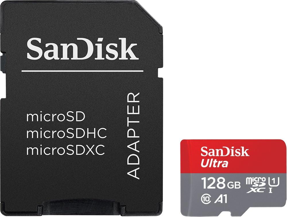 SanDisk Ultra 128GB microSDXC Memory Card + SD Adapter with A1 App Performance Up to 120MB/s, Class 10, UHS-I
