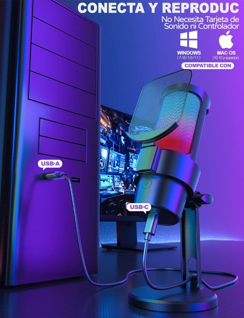 Reseña del OBVHNUA Micrófono USB para Grabación, Streaming, Gaming, Podcasting en PC y Mac