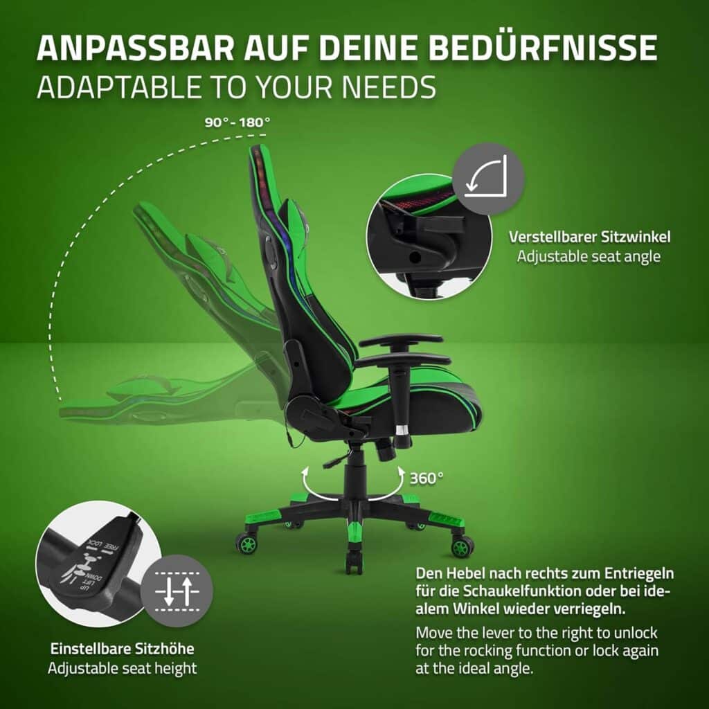 Reseña Completa: ML-Design Silla Gaming Verde Ergonómica con Iluminación LED RGB y Altavoces Bluetooth