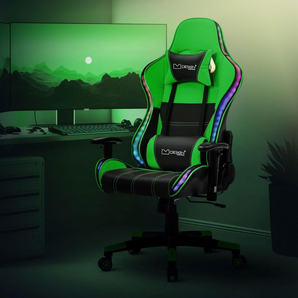 Reseña Completa: ML-Design Silla Gaming Verde Ergonómica con Iluminación LED RGB y Altavoces Bluetooth