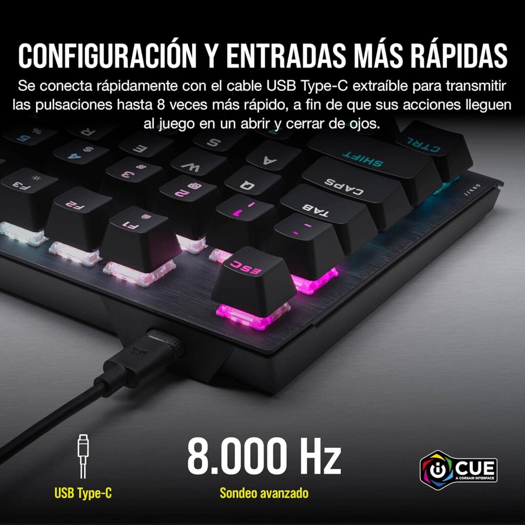 Corsair K60 PRO TKL RGB: Teclado Mecánico-Óptico para Juegos de Alto Rendimiento
