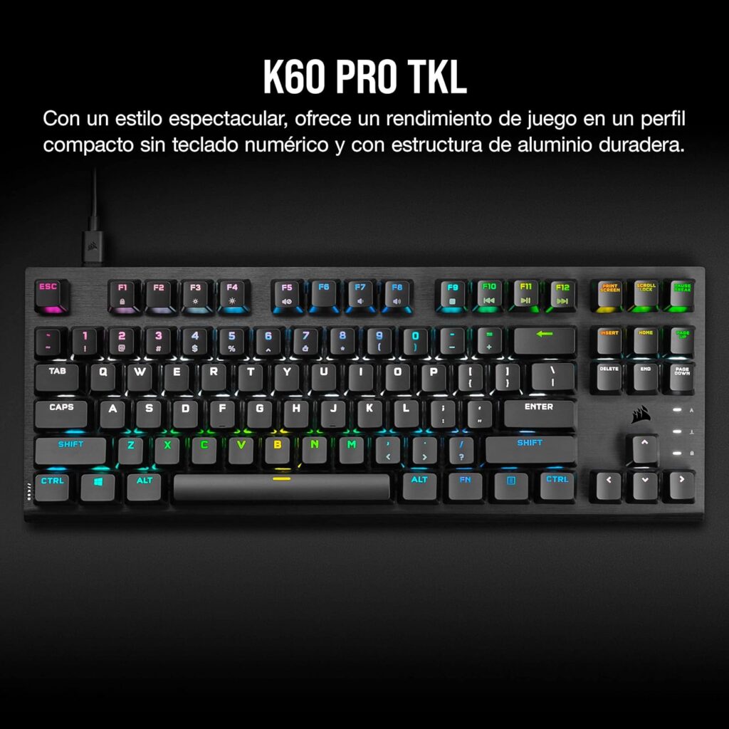 Corsair K60 PRO TKL RGB: Teclado Mecánico-Óptico para Juegos de Alto Rendimiento