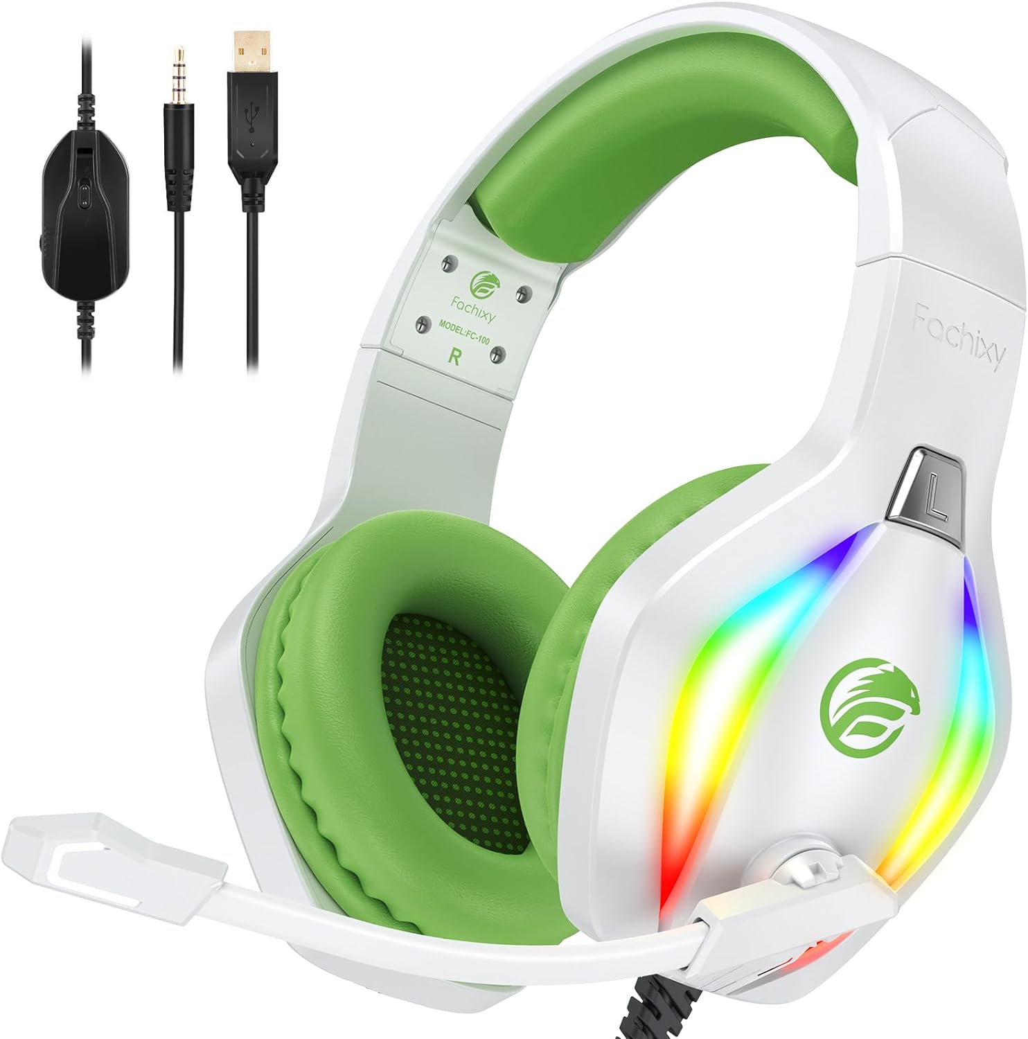 Fachixy FC100 Cascos Gaming para PS4/PS5/PC/Xbox One/Switch, Auriculares Gaming Cancelación de Ruido, Cascos con Microfono Estéreo Sonido, Cascos PS4 con 3